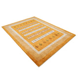 ペルシャギャッベ ウール 黄色系 ボーダーデザイン