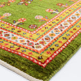 深緑のウールラグ ペルシャギャッベ 花モチーフ