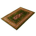 深緑フィールドのギャッベ 花瓶モチーフ 手織り絨毯 玄関マット