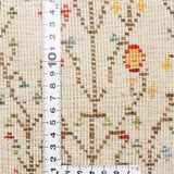 ペルシャ絨毯ギャッベの裏面に定規をあて、ファインクオリティの織りの密度を示した写真