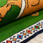 ライオンギャッベ 裏面 フサと菱形ボーダーの手織りの裏側