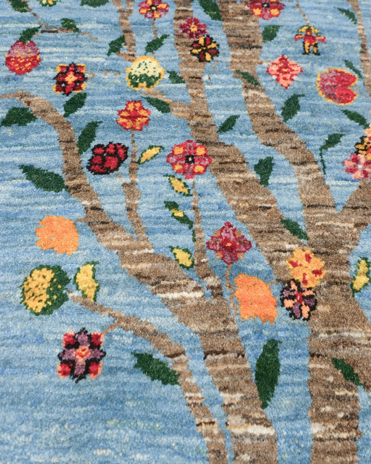ギャッベ ファイン 118×172cm 青 ザクロ リビング 手織り｜SATHI RUGS
