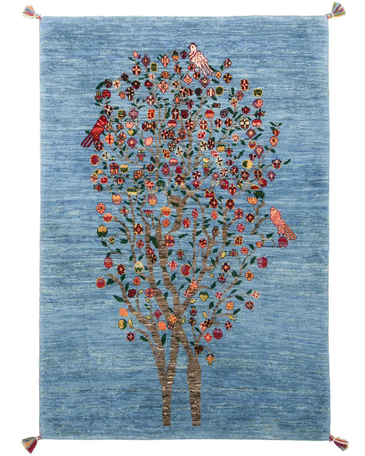 ギャッベ ファイン 118×172cm 青 ザクロ リビング 手織り｜SATHI RUGS