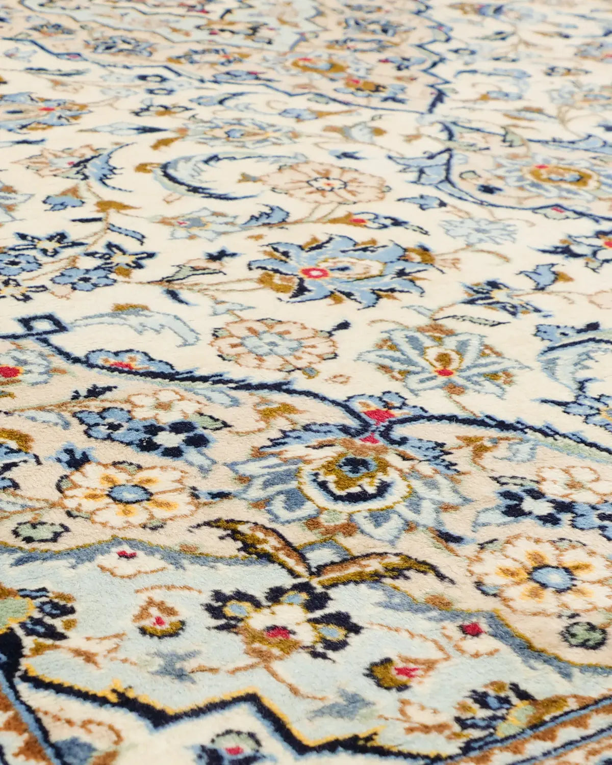 ペルシャ絨毯 カシャーン 伝統文様 メダリオン 白