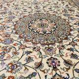 ペルシャ絨毯 カシャーン産 シルク 花柄 クリーム色 ファッラー工房 玄関マット 手織り ラグ