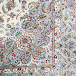 ペルシャ絨毯 カシャーン産 パディディ工房 シルク 約197cm x 298cm アイボリー ホワイト 白 手織り ラグ