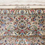 ペルシャ絨毯 カシャーン産 パディディ工房 シルク 約197cm x 298cm アイボリー ホワイト 白 手織り ラグ