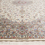 ペルシャ絨毯 カシャーン産 パディディ工房 シルク 約197cm x 298cm アイボリー ホワイト 白 手織り ラグ