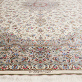 ペルシャ絨毯 カシャーン産 パディディ工房 シルク 約197cm x 298cm アイボリー ホワイト 白 手織り ラグ