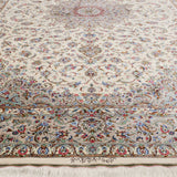 ペルシャ絨毯 カシャーン産 パディディ工房 シルク 約197cm x 298cm アイボリー ホワイト 白 手織り ラグ
