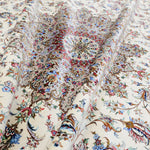 ペルシャ絨毯 カシャーン産 パディディ工房 シルク 約197cm x 298cm アイボリー ホワイト 白 手織り ラグ