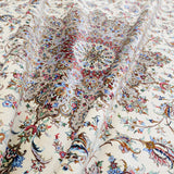ペルシャ絨毯 カシャーン産 パディディ工房 シルク 約197cm x 298cm アイボリー ホワイト 白 手織り ラグ