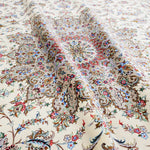 ペルシャ絨毯 カシャーン産 パディディ工房 シルク 約197cm x 298cm アイボリー ホワイト 白 手織り ラグ