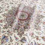 ペルシャ絨毯 カシャーン産 パディディ工房 シルク 約197cm x 298cm アイボリー ホワイト 白 手織り ラグ