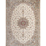 ペルシャ絨毯 カシャーン産 パディディ工房 シルク 約197cm x 298cm アイボリー ホワイト 白 手織り ラグ