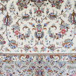 ペルシャ絨毯 カシャーン産 パディディ工房 シルク 約197cm x 298cm アイボリー ホワイト 白 手織り ラグ