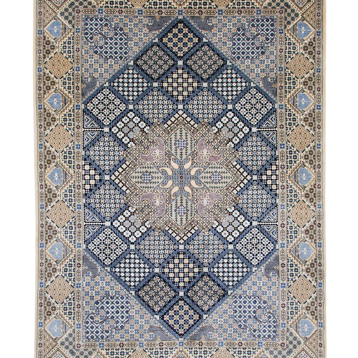 ペルシャ絨毯 ナイン産 ウール 手織り ジョーシャガン文様