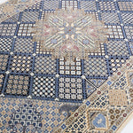 手織りペルシャラグ ナイン産ウール アイボリー ブルー