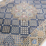 手織りペルシャラグ ナイン産ウール アイボリー ブルー