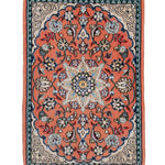 ペルシャ絨毯 ナイン産 40x 60cm ウール テラコッタ ピンク 玄関マット 手織り