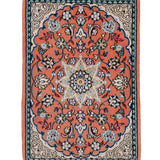 ペルシャ絨毯 ナイン産 40x 60cm ウール テラコッタ ピンク 玄関マット 手織り