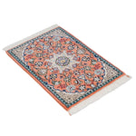 ペルシャ絨毯 ナイン産 40x 60cm ウール テラコッタ ピンク 玄関マット 手織り