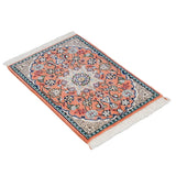 ペルシャ絨毯 ナイン産 40x 60cm ウール テラコッタ ピンク 玄関マット 手織り