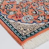 ペルシャ絨毯 ナイン産 40x 60cm ウール テラコッタ ピンク 玄関マット 手織り