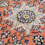 ペルシャ絨毯 ナイン産 40x 60cm ウール テラコッタ ピンク 玄関マット 手織り