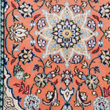 ペルシャ絨毯 ナイン産 40x 60cm ウール テラコッタ ピンク 玄関マット 手織り