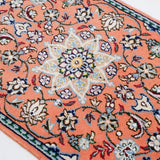 ペルシャ絨毯 ナイン産 40x 60cm ウール テラコッタ ピンク 玄関マット 手織り