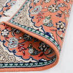 ペルシャ絨毯 ナイン産 40x 60cm ウール テラコッタ ピンク 玄関マット 手織り