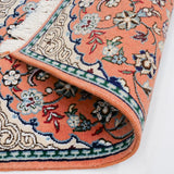 ペルシャ絨毯 ナイン産 40x 60cm ウール テラコッタ ピンク 玄関マット 手織り