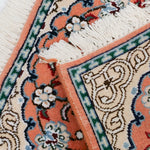 ペルシャ絨毯 ナイン産 40x 60cm ウール テラコッタ ピンク 玄関マット 手織り