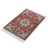 ペルシャ絨毯 ナイン産 40x 60cm ウール テラコッタ ピンク 玄関マット 手織り