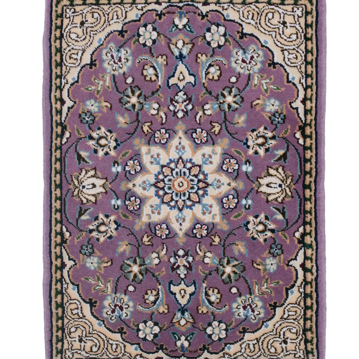 ペルシャ絨毯 ナイン産 40x60cm ウール 紫 玄関マット 手織り