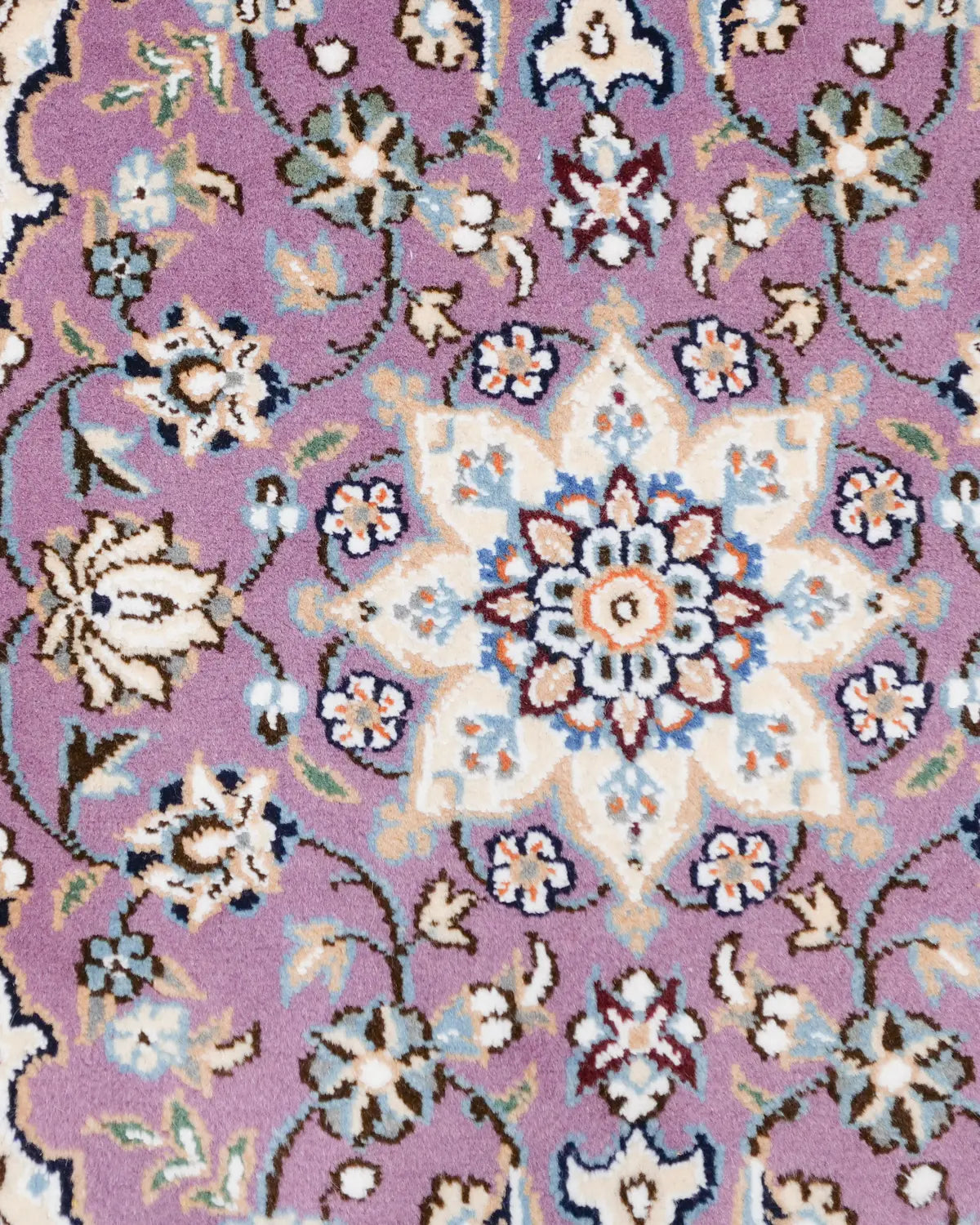 ペルシャ絨毯 ナイン産 40x60cm ウール 紫 玄関マット 手織り