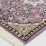 ペルシャ絨毯 ナイン産 40x60cm ウール 紫 玄関マット 手織り