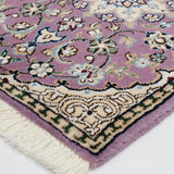ペルシャ絨毯 ナイン産 40x60cm ウール 紫 玄関マット 手織り