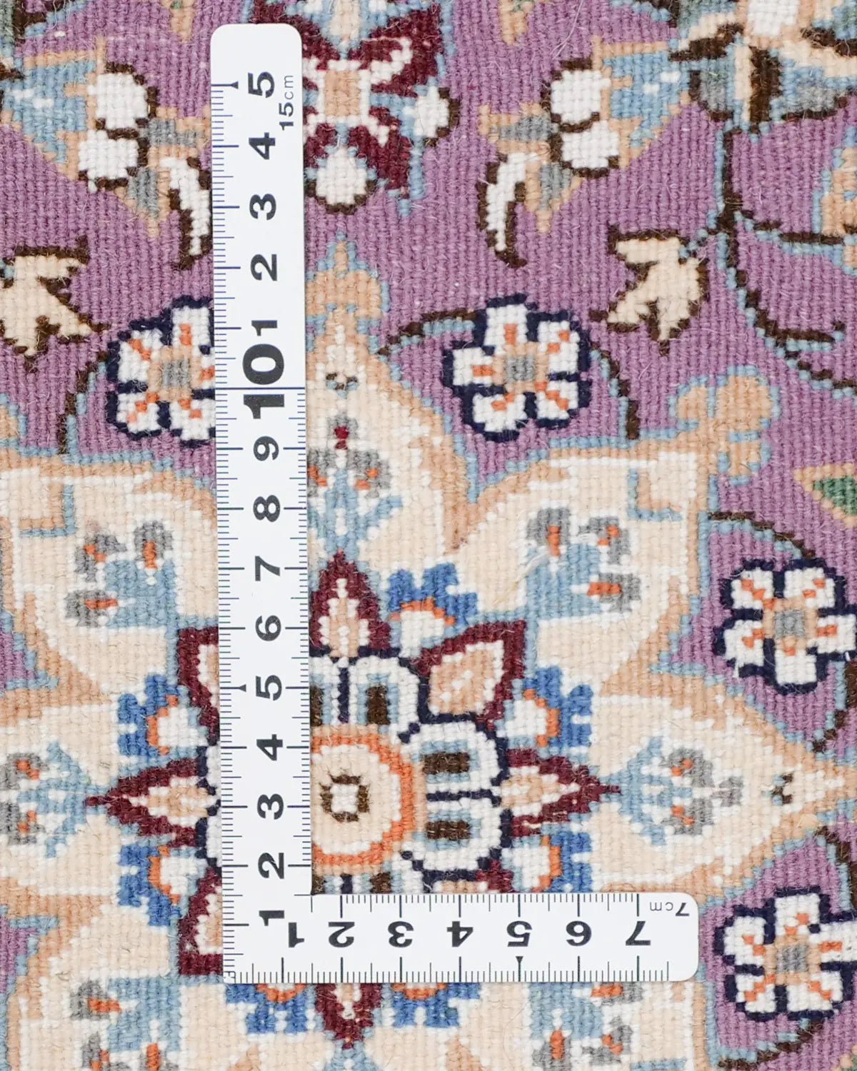 ペルシャ絨毯 ナイン産 40x60cm ウール 紫 玄関マット 手織り