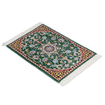 ペルシャ絨毯 ナイン産 40x60cm ウール 緑 玄関マット 手織り