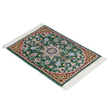 ペルシャ絨毯 ナイン産 40x60cm ウール 緑 玄関マット 手織り