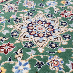 ペルシャ絨毯 ナイン産 40x60cm ウール 緑 玄関マット 手織り