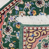 ペルシャ絨毯 ナイン産 40x60cm ウール 緑 玄関マット 手織り