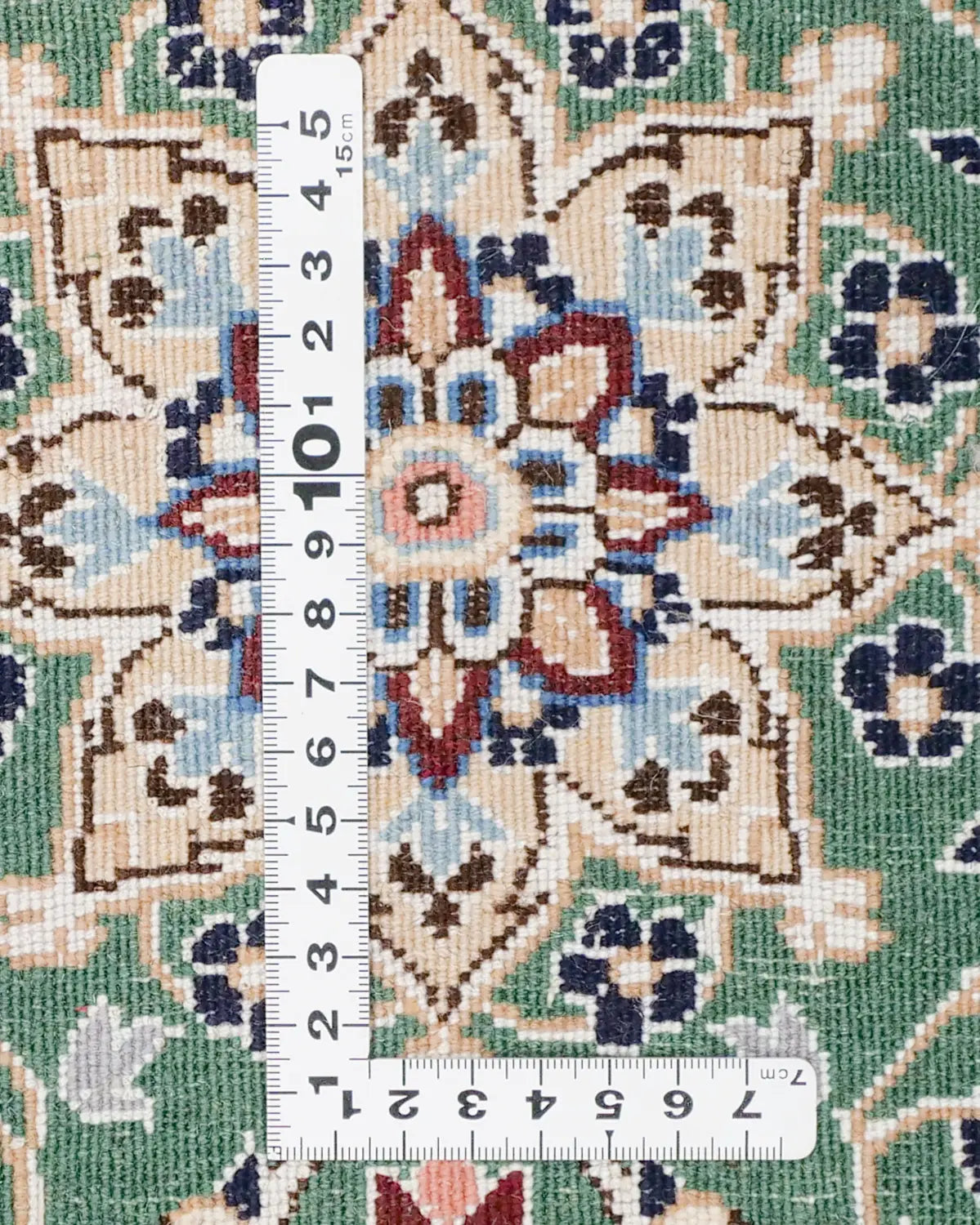 ペルシャ絨毯 ナイン産 40x60cm ウール 緑 玄関マット 手織り