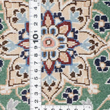 ペルシャ絨毯 ナイン産 40x60cm ウール 緑 玄関マット 手織り
