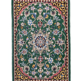 ペルシャ絨毯 ナイン産 40x60cm ウール 緑 玄関マット 手織り