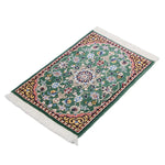 ペルシャ絨毯 ナイン産 40x60cm ウール 緑 玄関マット 手織り