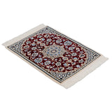 ペルシャ絨毯 ナイン産 40x60cm 赤 玄関マット 手織り