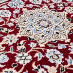 ペルシャ絨毯 ナイン産 40x60cm 赤 玄関マット 手織り